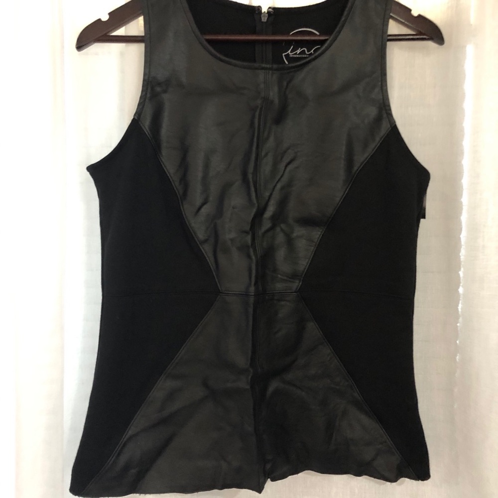 INC International Concept Black faux leather Sleeveless Top